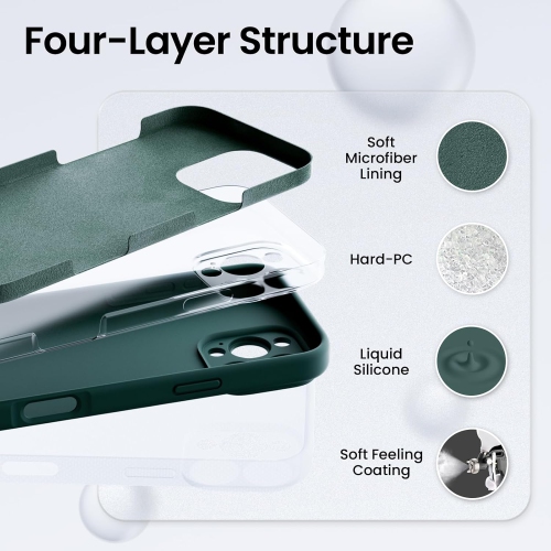 ORNARTO est compatible avec l'étui iPhone 16 Pro Max avec 2 protecteurs d'écran, un étui en caoutchouc de silicone liquide antichoc, un étui de
