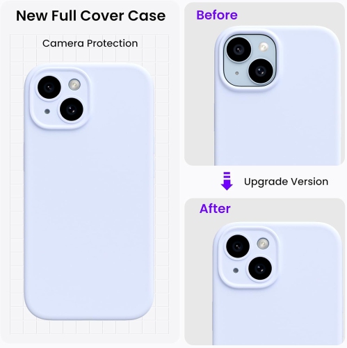 ORNARTO Designed for iPhone 15 Case with 2X Screen Protector, Liquid Silicone Gel Rubber Cover [Upgraded Camera Protection], Shockproof Protective