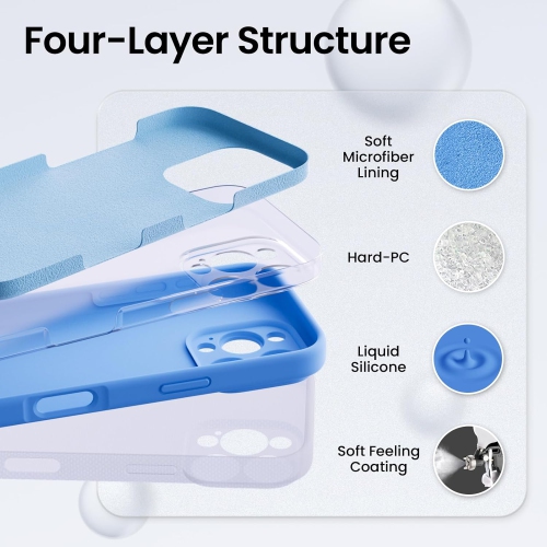 ORNARTO Compatible with iPhone 16 Pro Case with 2 x Screen Protector,Shockproof Liquid Silicone Gel Rubber Cover,Drop Protection Phone Case 6.3" -Sky