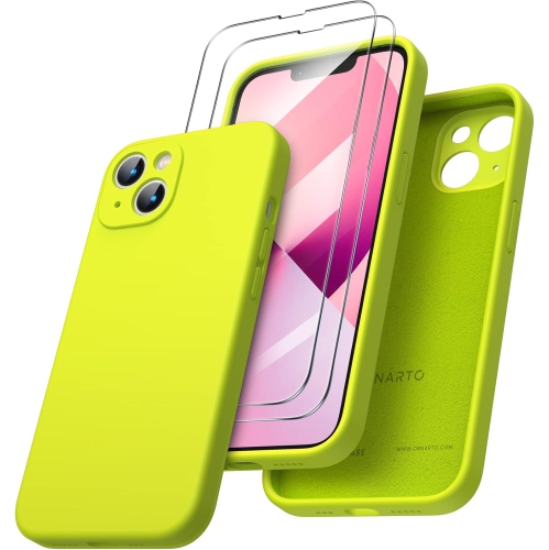 ORNARTO Compatible with iPhone 13 Case 6.1 inch, with 2 x Screen Protector, Liquid Silicone Gel Rubber Cover [Full Body] Shockproof Protective Phone