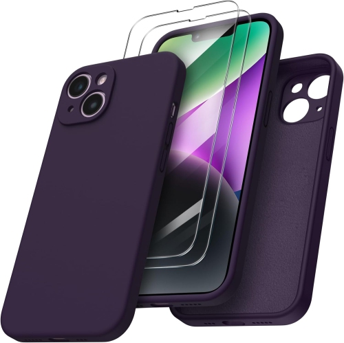 ORNARTO compatible avec l'étui iPhone 14, avec 2 protecteurs d'écran en caoutchouc de gel de silicone liquide [Full Body], étui protecteur antichoc