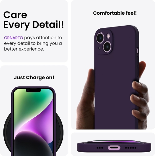 ORNARTO compatible avec l'étui iPhone 14, avec 2 protecteurs d'écran en caoutchouc de gel de silicone liquide [Full Body], étui protecteur antichoc