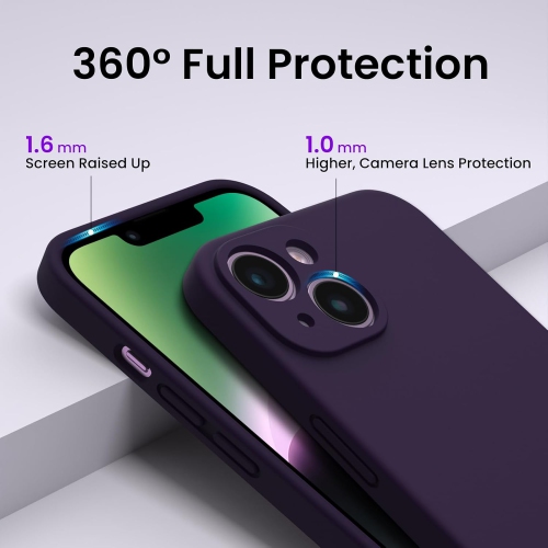 ORNARTO compatible avec l'étui iPhone 14, avec 2 protecteurs d'écran en caoutchouc de gel de silicone liquide [Full Body], étui protecteur antichoc