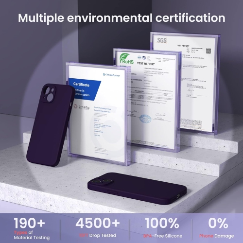 ORNARTO compatible avec l'étui iPhone 14, avec 2 protecteurs d'écran en caoutchouc de gel de silicone liquide [Full Body], étui protecteur antichoc