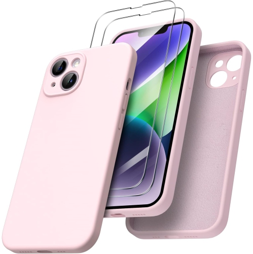 ORNARTO compatible avec l'étui iPhone 14, avec 2 protecteurs d'écran en caoutchouc de gel de silicone liquide [Full Body], étui protecteur antichoc