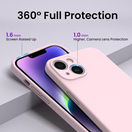 ORNARTO compatible avec l'étui iPhone 14, avec 2 protecteurs d'écran en caoutchouc de gel de silicone liquide [Full Body], étui protecteur antichoc