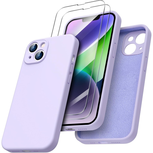 ORNARTO compatible avec l'étui iPhone 14, avec 2 protecteurs d'écran en caoutchouc de gel de silicone liquide [Full Body], étui protecteur antichoc