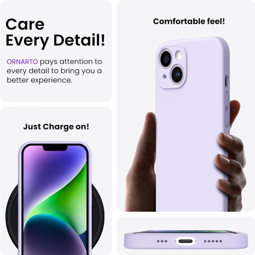 ORNARTO compatible avec l'étui iPhone 14, avec 2 protecteurs d'écran en caoutchouc de gel de silicone liquide [Full Body], étui protecteur antichoc