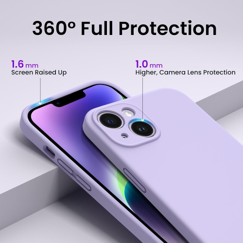 ORNARTO compatible avec l'étui iPhone 14, avec 2 protecteurs d'écran en caoutchouc de gel de silicone liquide [Full Body], étui protecteur antichoc