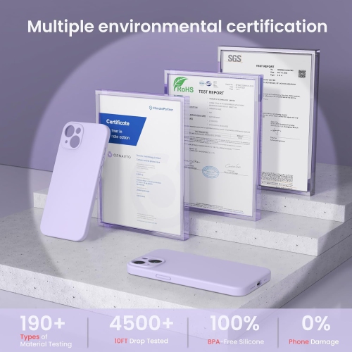 ORNARTO compatible avec l'étui iPhone 14, avec 2 protecteurs d'écran en caoutchouc de gel de silicone liquide [Full Body], étui protecteur antichoc