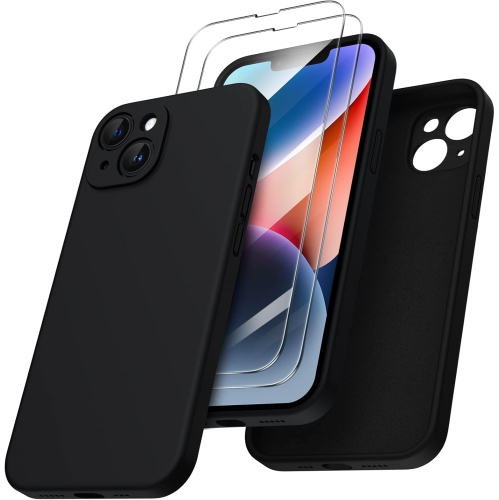 ORNARTO compatible avec l'étui iPhone 14, avec 2 protecteurs d'écran en caoutchouc de gel de silicone liquide [Full Body], étui protecteur antichoc