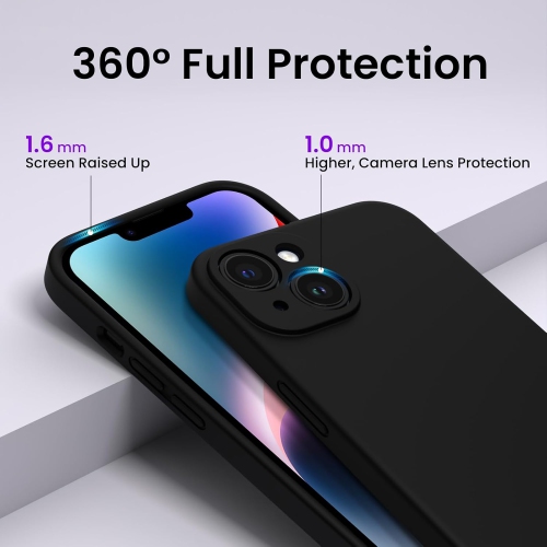 ORNARTO compatible avec l'étui iPhone 14, avec 2 protecteurs d'écran en caoutchouc de gel de silicone liquide [Full Body], étui protecteur antichoc