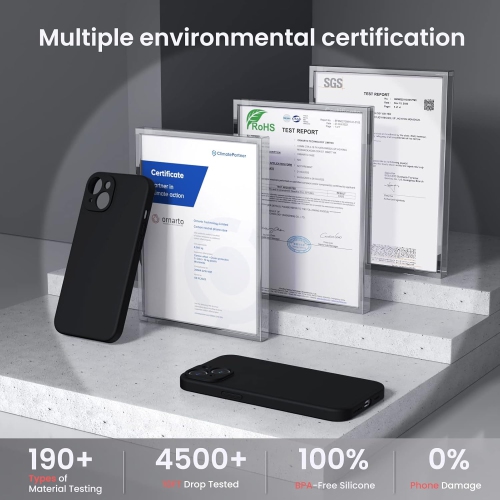 ORNARTO compatible avec l'étui iPhone 14, avec 2 protecteurs d'écran en caoutchouc de gel de silicone liquide [Full Body], étui protecteur antichoc