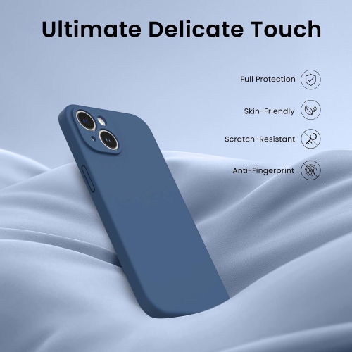 ORNARTO Compatible with iPhone 14 Case, with 2 x Screen Protector Liquid Silicone Gel Rubber Cover [Full Body] Shockproof Protective Phone Case-Storm