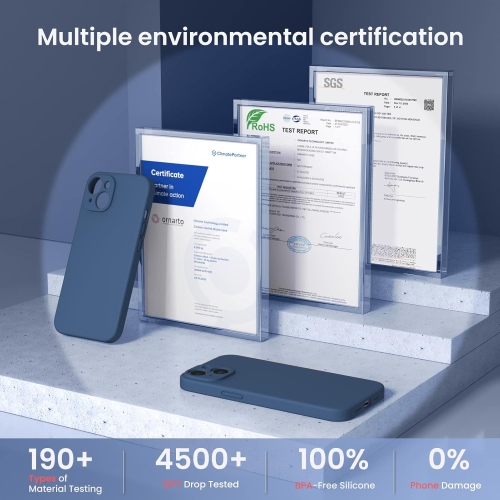 ORNARTO Compatible with iPhone 14 Case, with 2 x Screen Protector Liquid Silicone Gel Rubber Cover [Full Body] Shockproof Protective Phone Case-Storm