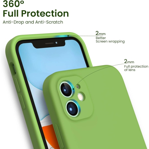 ORNARTO Compatible with iPhone 11 Case 6.1 inch, with 2 x Screen Protector Liquid Silicone Gel Ruber Cover [Square Edge] Shockproof Protective Phone