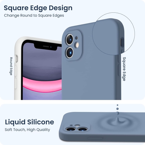 ORNARTO compatible avec l'étui 6,1&nbsp;po pour iPhone 11, avec 2 protecteurs d'écran en gel liquide de silicone [Square Edge], étui protecteur