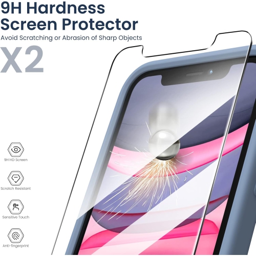 ORNARTO compatible avec l'étui 6,1&nbsp;po pour iPhone 11, avec 2 protecteurs d'écran en gel liquide de silicone [Square Edge], étui protecteur