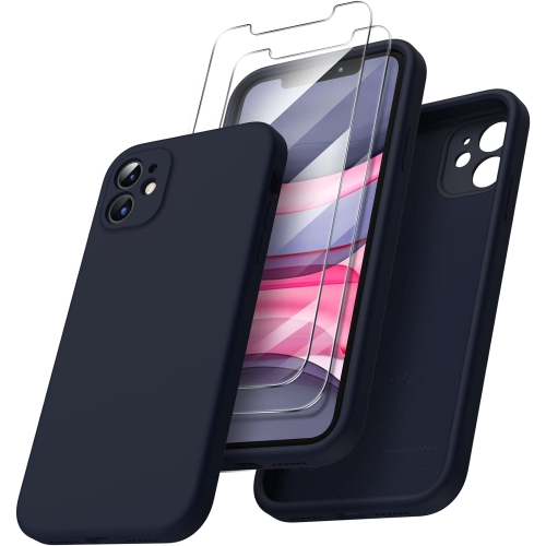 ORNARTO compatible avec l'étui 6,1&nbsp;po pour iPhone 11, avec 2 protecteurs d'écran en gel liquide de silicone [Square Edge], étui protecteur