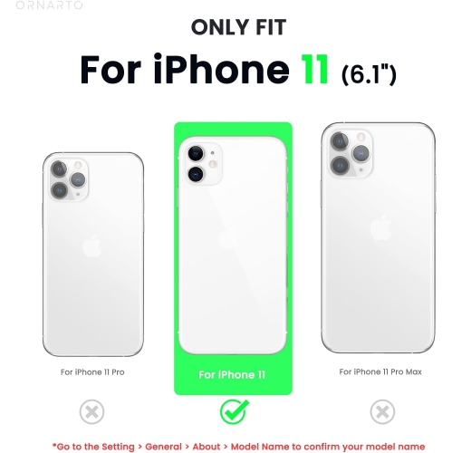 ORNARTO compatible avec l'étui 6,1&nbsp;po pour iPhone 11, avec 2 protecteurs d'écran en gel liquide de silicone [Square Edge], étui protecteur