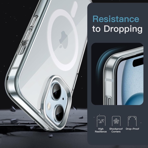 iPhone 15 Plus Case Compatible with MagSafe, Clear Strong Magnetic Anti-Scratch Shockproof Phone Cover