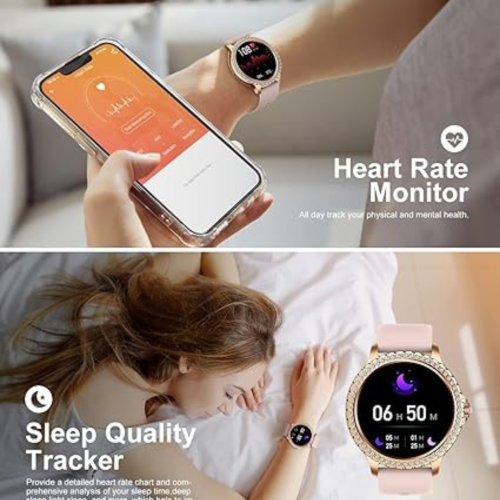 LIGE Smart Watch for Women Answer Make Calls,1.32" Diamond Fitness Tracker Watch with Female Health Heart Rate Sleep Monitor,Message Reminder 20