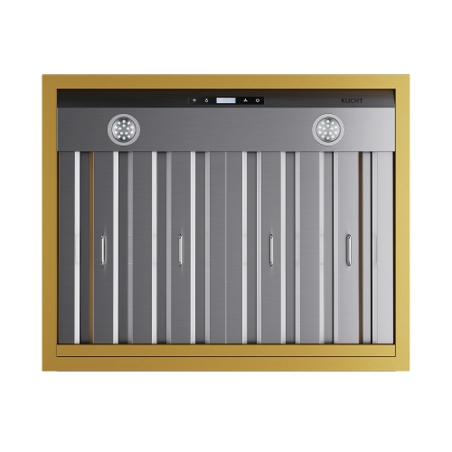 KUCHT Professional 30-inch 600 CFM Wall Mounted Range Hood in Stainless Steel with Gold Accents