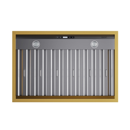 KUCHT Professional 36-inch 600 CFM Wall Mounted Range Hood in Stainless Steel with Gold Accents