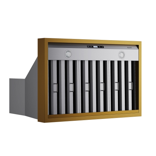 KUCHT Professional 36-inch 600 CFM Wall Mounted Range Hood in Stainless Steel with Gold Accents