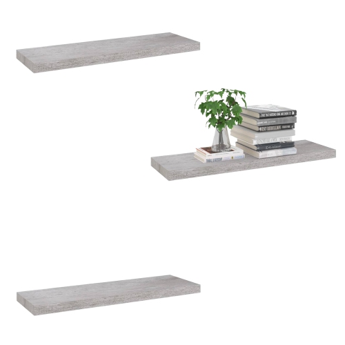 ITY INTERNATIONAL  - Set Of 3 Wall Mounted Floating Shelves, 23.6" X 9.25" X 1.5", Cement