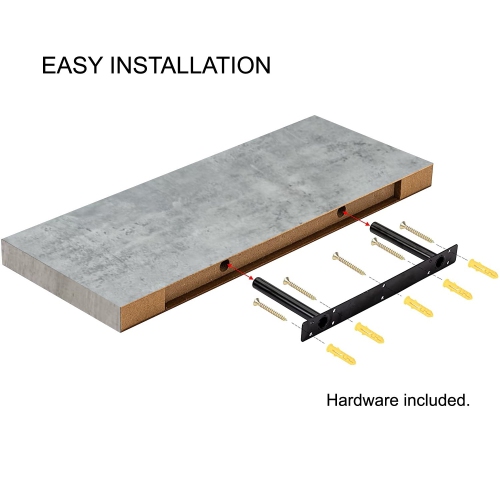 ITY International - Set of 3 Wall Mounted Floating Shelves, 23.6" x 9.25" x 1.5", Cement