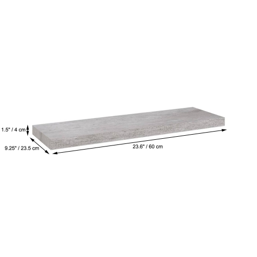 ITY International - Set of 3 Wall Mounted Floating Shelves, 23.6" x 9.25" x 1.5", Cement