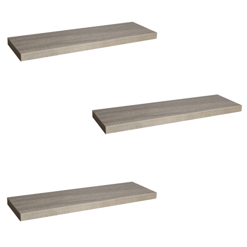 ITY International - Set of 3 Wall Mounted Floating Shelves, 31.5" x 9.25" x 1.5", Taupe Grey