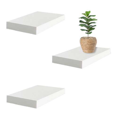 Jessar - Set of 3 Floating Wall Shelves, 15.75" x 9.25" x 1.5", White