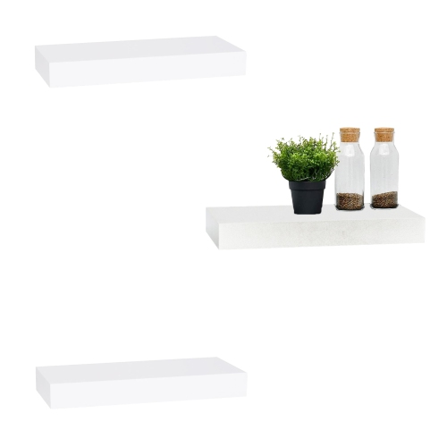 ITY International - Set of 3 Mini Floating Wall Shelf, 16" x 5.1" x 1.5", White