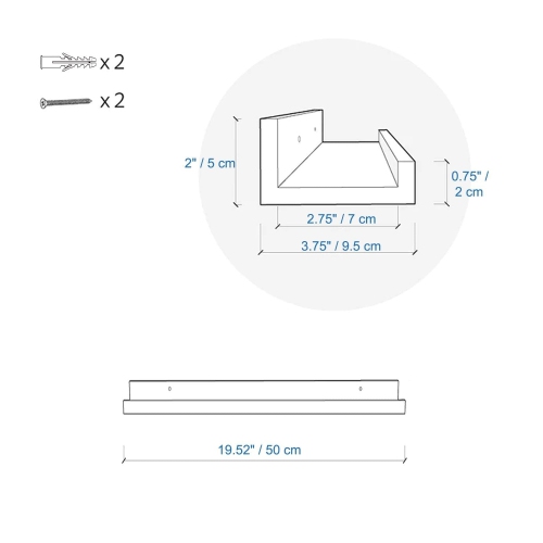 ITY International – Ensemble de 3 tablettes murales avec rebord surélevé, 19,5 x x3,75 x x2 po, gris taupe