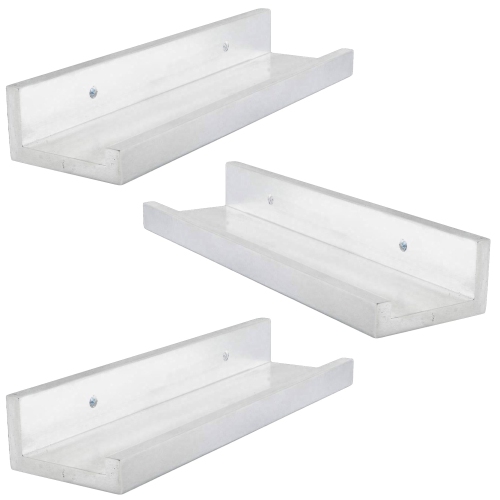 ITY International - Set of 3 Wall Shelves with Raised Lip, 27.55"x3.75"x2", White