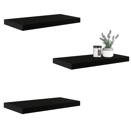 ITY International - Set of 3 Wall Mounted Floating Shelves, 31.5" x 9.25" x 1.5", Black