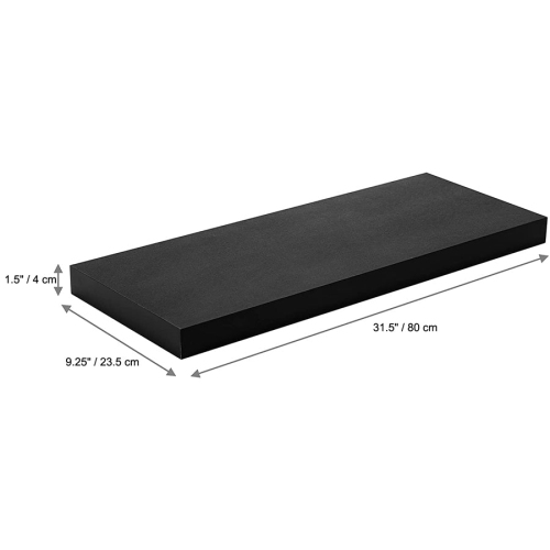 ITY International - Set of 3 Wall Mounted Floating Shelves, 31.5" x 9.25" x 1.5", Black