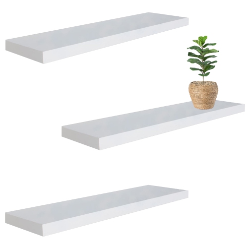 Jessar - Set of 3 Floating Wall Shelves, 31.5" x 9.25" x 1.5", White