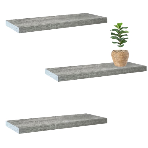 Jessar - Set of 3 Floating Wall Shelves, 23.6" x 9.25" x 1.5", Grey