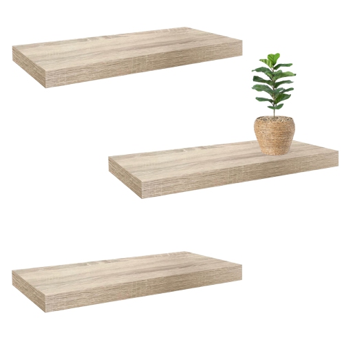 JESSAR  - Set Of 3 Floating Wall Shelves, 23.6" X 9.25" X 1.5", Natural