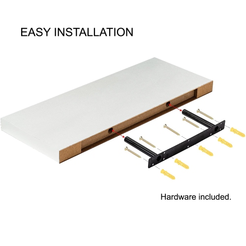 Jessar - Set of 3 Floating Wall Shelves, 23.6" x 9.25" x 1.5", White