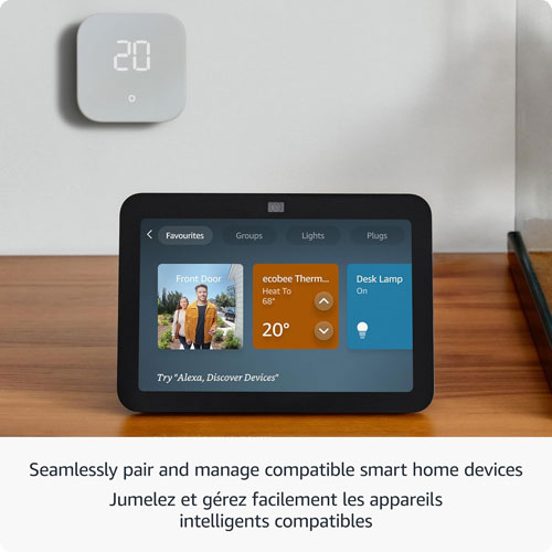 Écran intelligent Echo Show 8 d'Amazon avec son spatial et Alexa - Anthracite