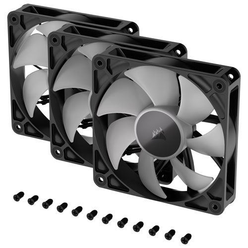 Ensemble de trois ventilateurs de 120 mm ARGB PWM RS120 de Corsair - Noir