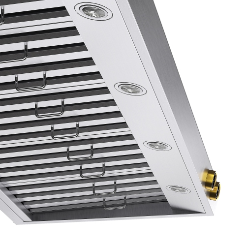 KUCHT Professional 60-inch Ducted Under Cabinet Range Hood in Stainless Steel with Gold Accents and Digital Controls