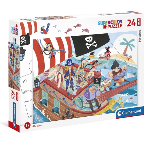 Clementoni 24209, Pirate Supercolor Maxi Puzzle for Children - 24 Pieces, Ages 3 Years Plus