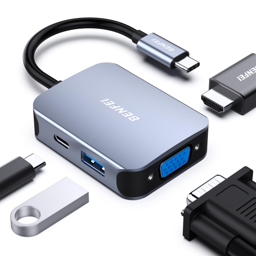 BENFEI 4K HDMI USB-C HUB with Power Delivery/ HDMI/ VGA/ USB 3.0