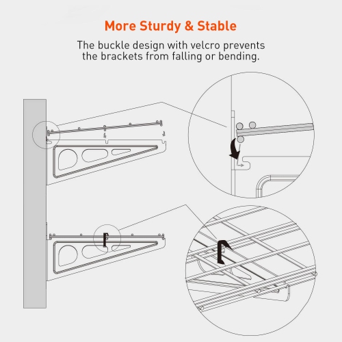 Paquet de 2 tablettes de rangement en hauteur pour garage 6 pi, tablette murale robuste pour garage, tablette flottante 12 x 72 po