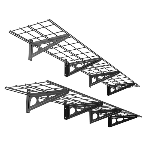 Paquet de 2 tablettes de rangement en hauteur pour garage 6 pi, tablette murale robuste pour garage, tablette flottante 12 x 72 po
